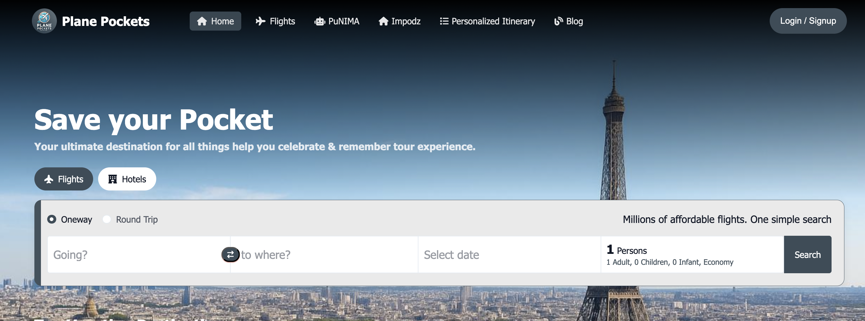 Plane pocket website